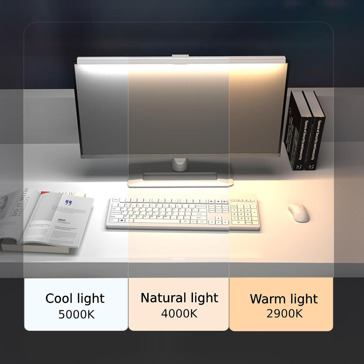 BY-J Monitor Light Bar, Fit for Flat Monitor, Eye-Care USB Reading LED Task Lamp with Touch Control, No Screen Glare Dimmable Desk Lamp Computer Monitor Light Bar for Screen Home Office