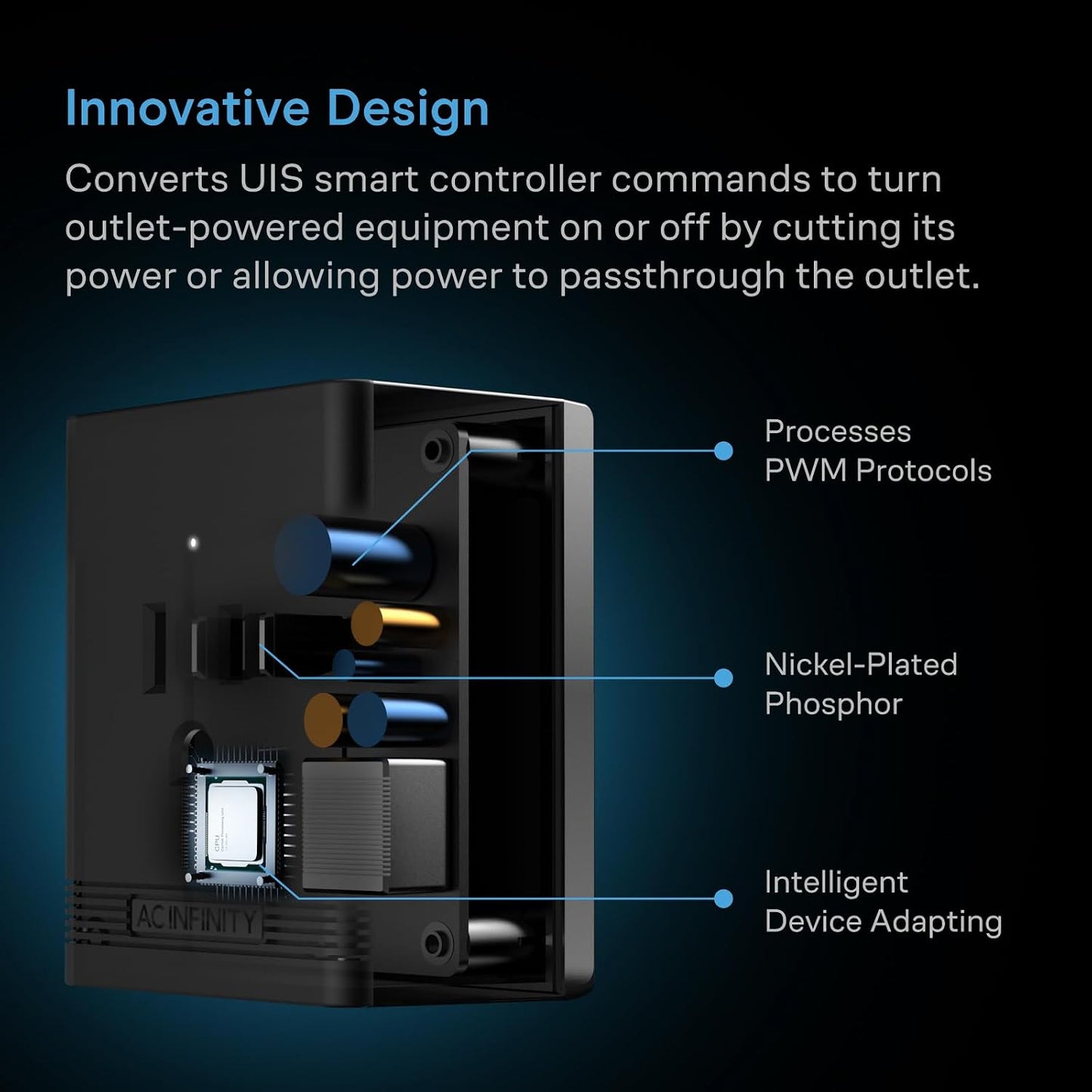 AC Infinity UIS Control Plug Outlet Adapter | Designed to Connect UIS Smart Controllers to Outlet Devices