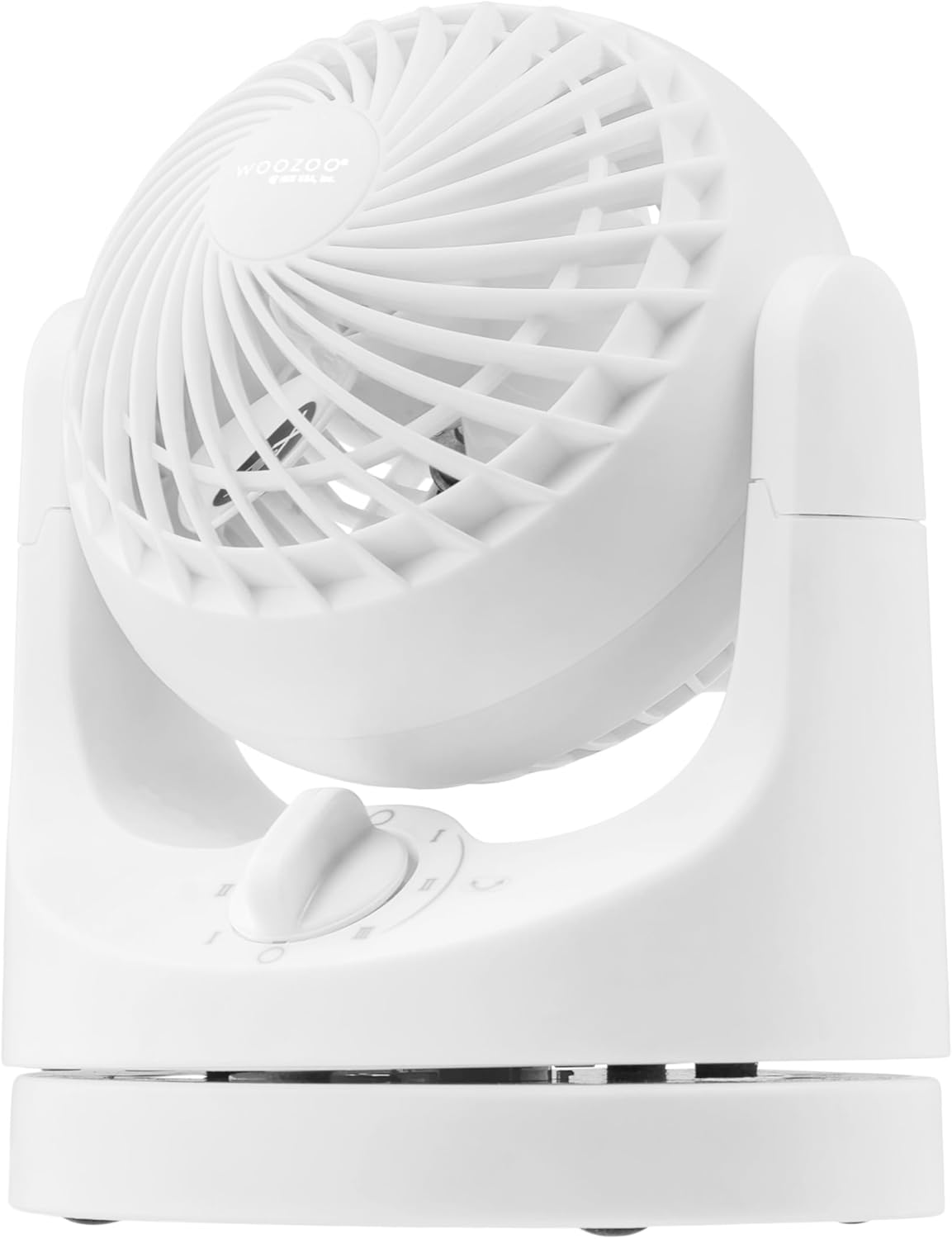 IRIS USA WOOZOO Mini Desk Fan, Oscillating Air Circulator, 112° Tilt, White | 32ft Max Air Distance, 108ft² Coverage, 112° Adjustable Vertical Tilt, 27db