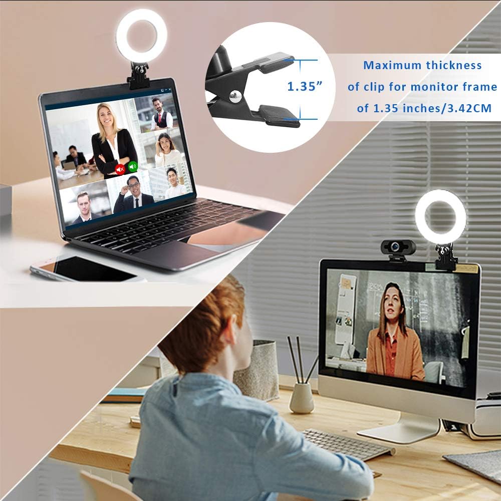 Video Conference Lighting Kit, Ring Light for Monitor Clip On | for Remote Working, Distance Learning,Zoom Calls, Self Broadcasting and Live Streaming, Computer Laptop Video Conferencing