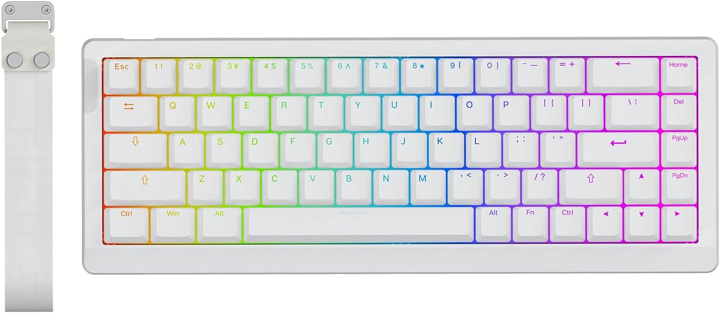 EPOMAKER HE68 Lite Hall Effect Gaming Keyboard, 8k Polling & 128K Scan Rate, 0.01mm Adjustable Trigger, 0.125ms Latency, 5-Layer Sound-Dampened, Snap Key, SOCD, A-RGB, Wired, Mac Software (White)