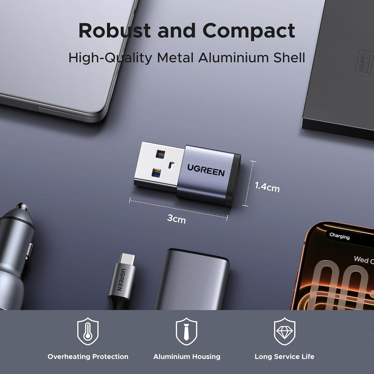 UGREEN USB to USB C Adapter 5 Pack, 10Gbps USBC Female to A Male Adapter | Type C USB C Cable Converter for iPhone 17 16 15 14 13 Plus Pro Max,iPad Air Mini 6 7,Samsung Galaxy S23 S24,iPad Air