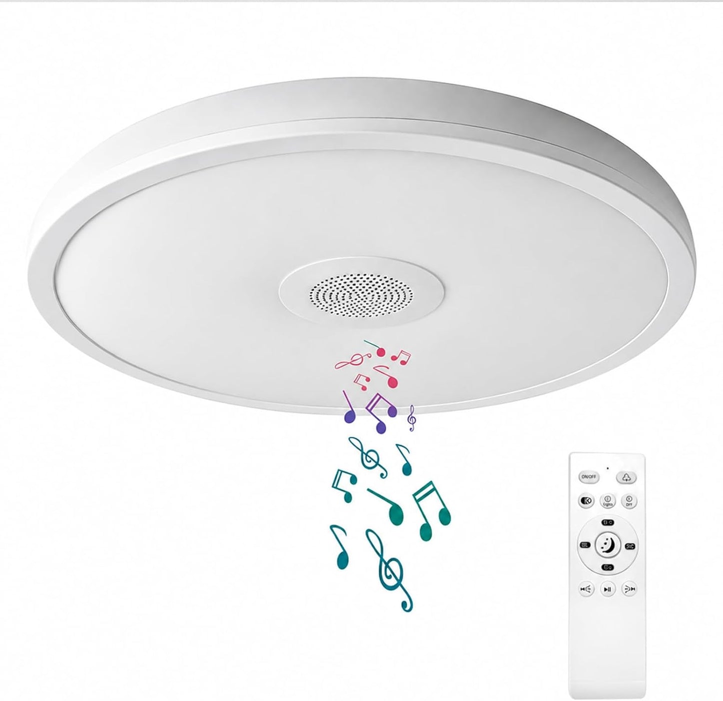 Smart Waterproof LED Flush Mount Ceiling Light Fixture,with Bluetooth Speaker,11 Inch,18 watt,Dimmable Music Lamp,RGB Color Changing Light with Remote Control,for Bathroom,Shower,Bedroom