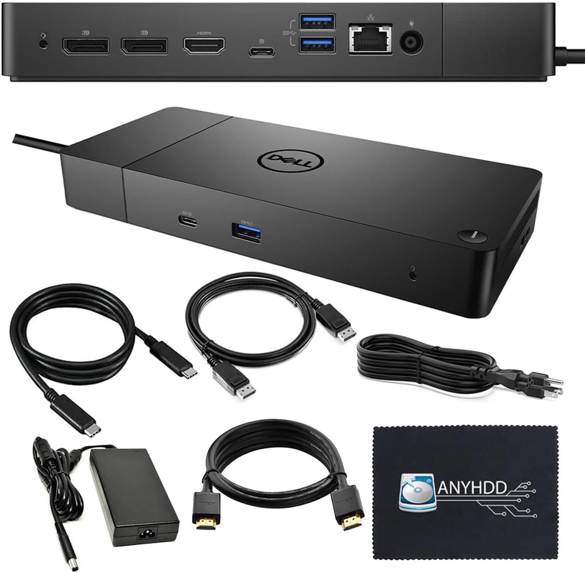 WD19 Dell Docking Station Dual Monitor - USB-C Dock with 180W Adapter, HDMI, DisplayPort, USB-C Cables - Dell Laptop Docking Station (Renewed)