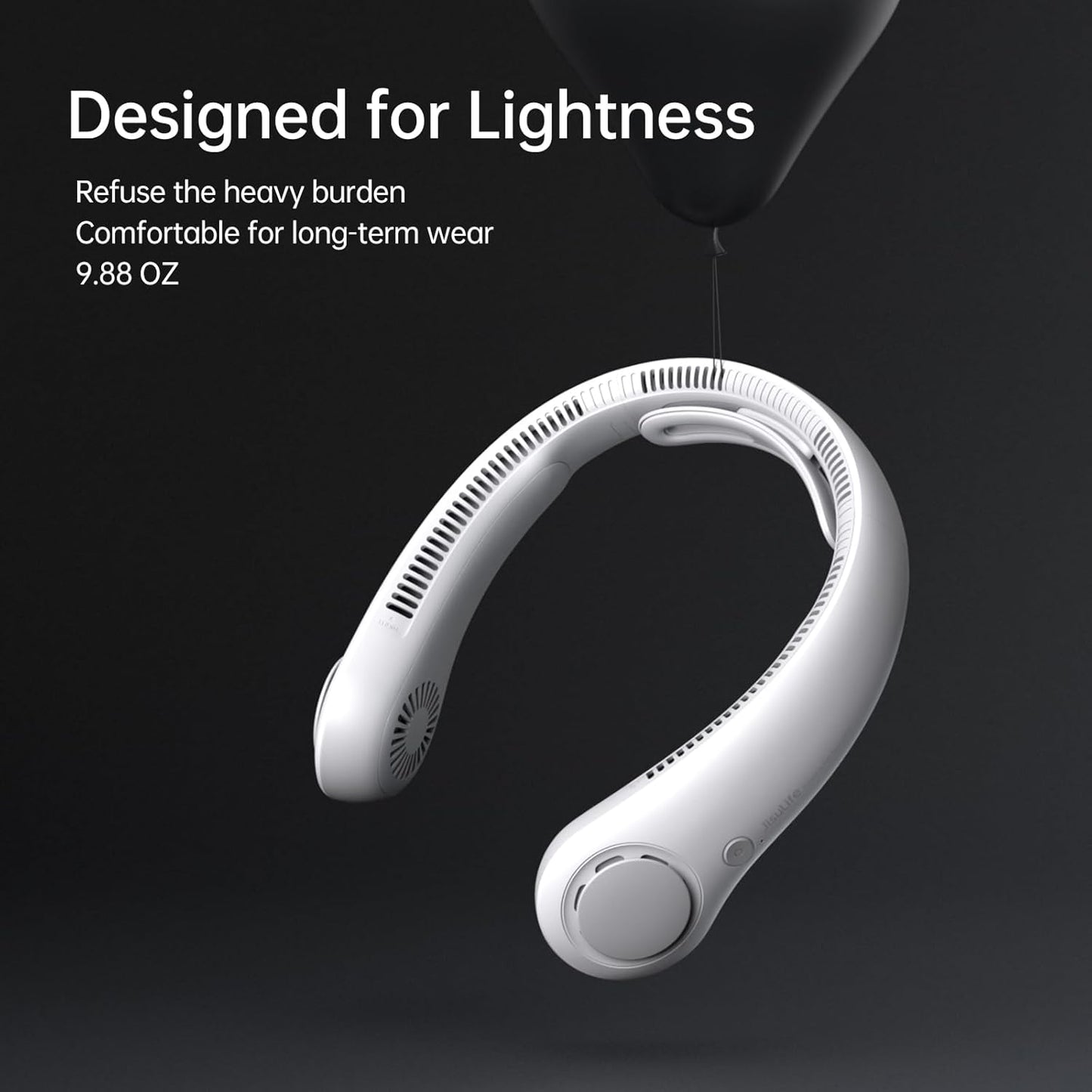 JISULIFE Portable Neck Fan Upgraded: Neckbrace Hands-Free, 5-Speed 5000 mAh | 16.5H Max Runtime, Personal Wearable Bladeless Rechargeable Fan for Outdoor/Travel/Concerts, Gifts for Women Men - Foggy Grey