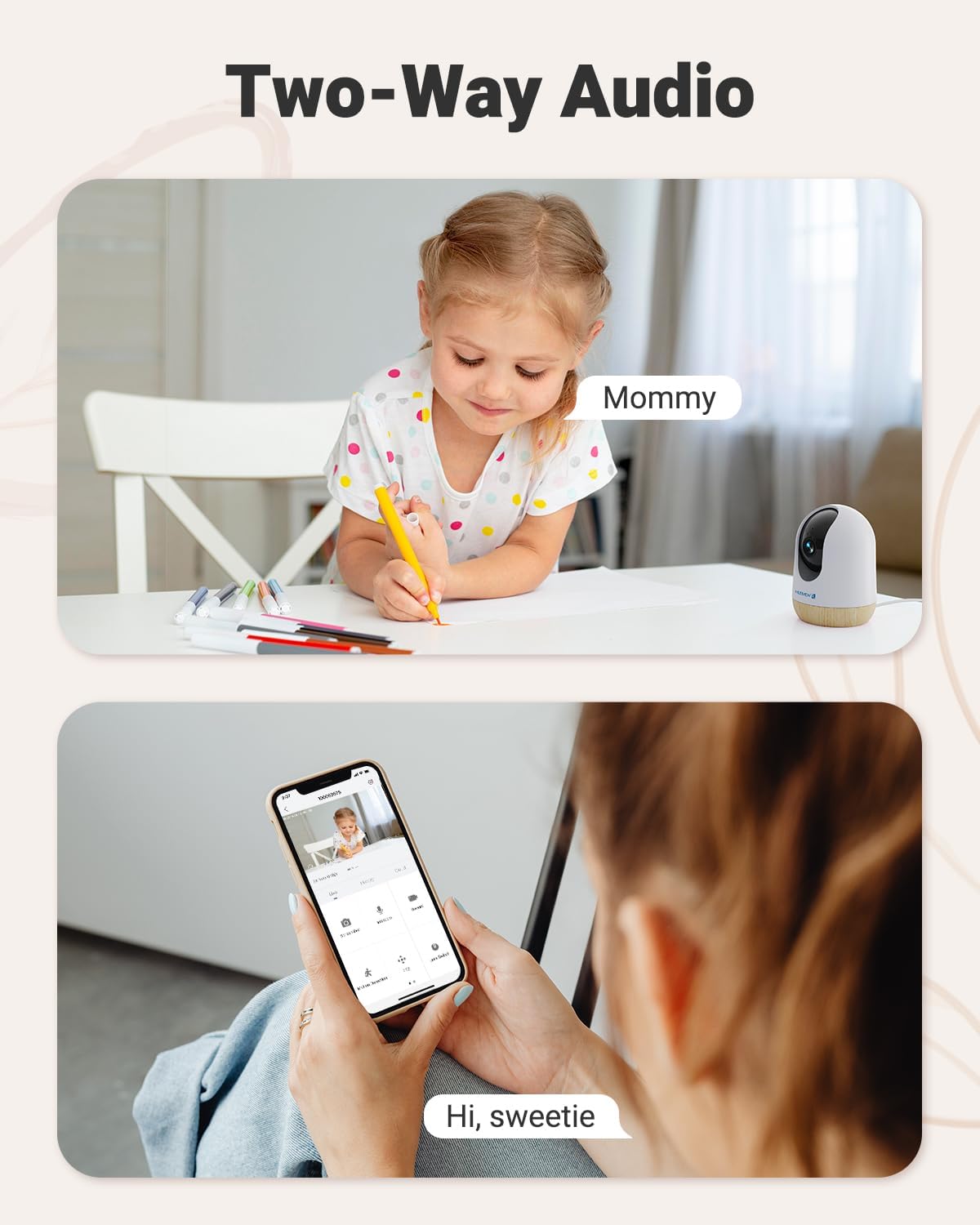 MUBVIEW 5MP Indoor Security Camera, Dual-Band WiFi Pet Cam with Phone App