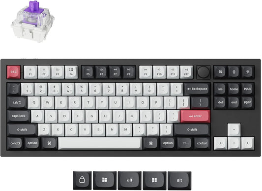 Keychron Q3 HE Wireless Custom Keyboard, 2.4 GHz/Bluetooth/Wired QMK Rapid Trigger 80% TKL Hot-Swappable Programmable RGB Gateron Double-Rail Magnetic Switches Gaming for Mac Windows, Carbon Black