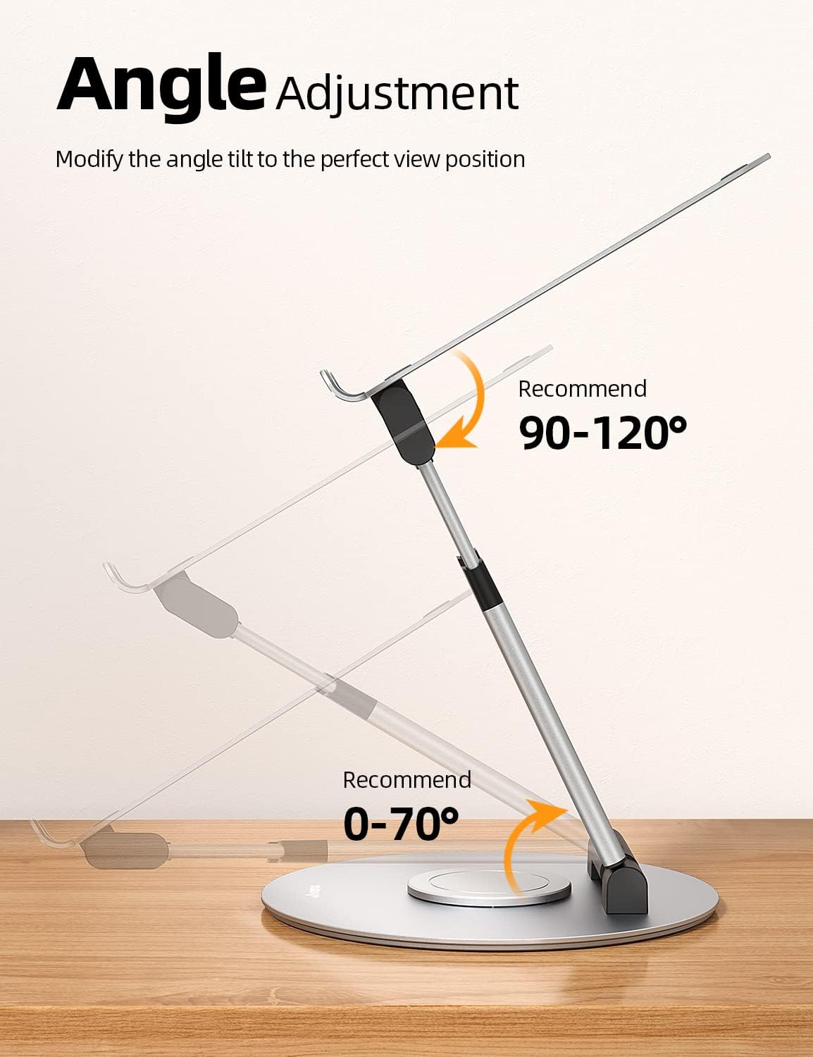 Nulaxy 18" Height Telescopic 360 Rotating Aluminum Laptop Stand Desk Silver