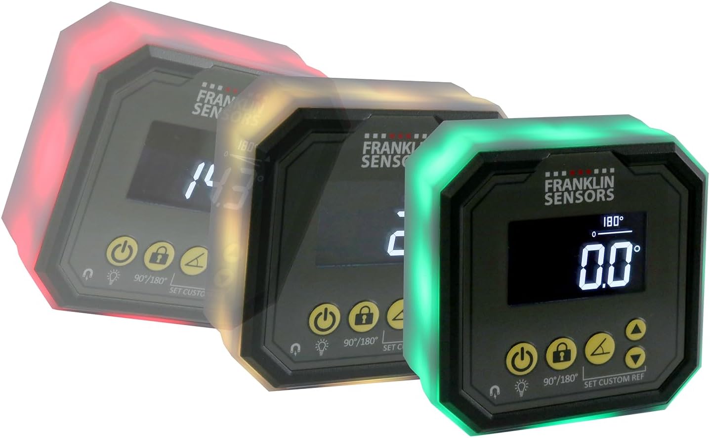 Franklin Sensors Light Cube, Digital Angle Gauge and Magnetic Level Tool | Turns Green When Level and Blue at Custom Reference Angles, Finds and Measures at 0 – 90 and 0 – 180 Degrees, Small Level