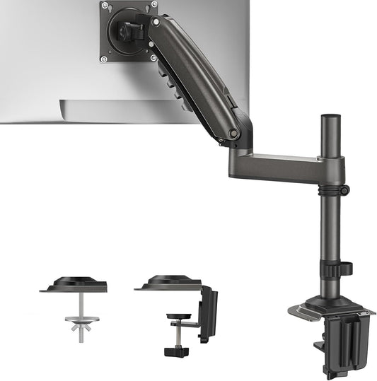 HUANUO Single Monitor Arm, Adjustable Desk Mount for 13-34 inch Screens, Holds 19.8lbs, 22.44 inch Max Height, Full Motion Swivel Gaming Monitor Stand with VESA 75x75mm and 100x100mm Compatibility