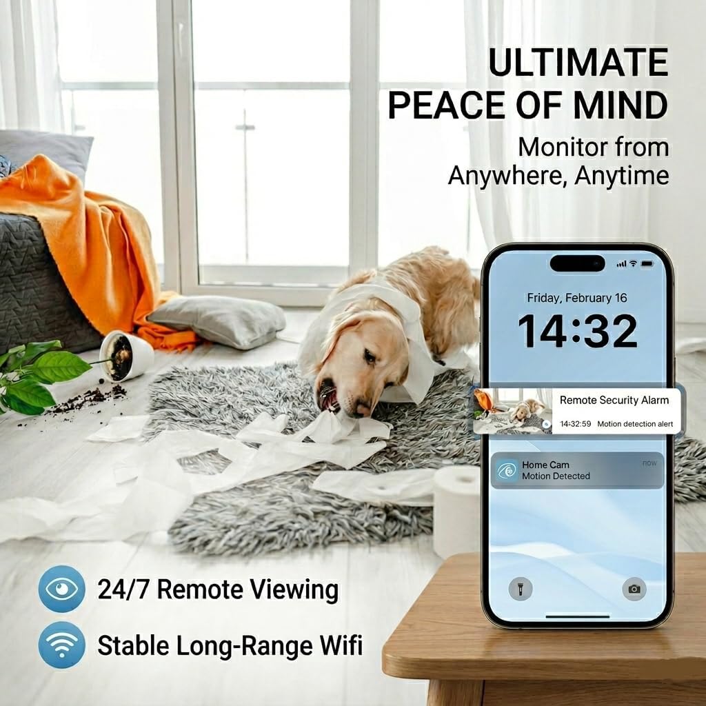 Shibet Hidden Camera, Mini Nanny Cam Wireless with Free Cloud, 2K HD Security Camera WiFi/Offline Recording, Motion Detection & Night Vision for Pet/Baby Monitor with Magnetic Mount