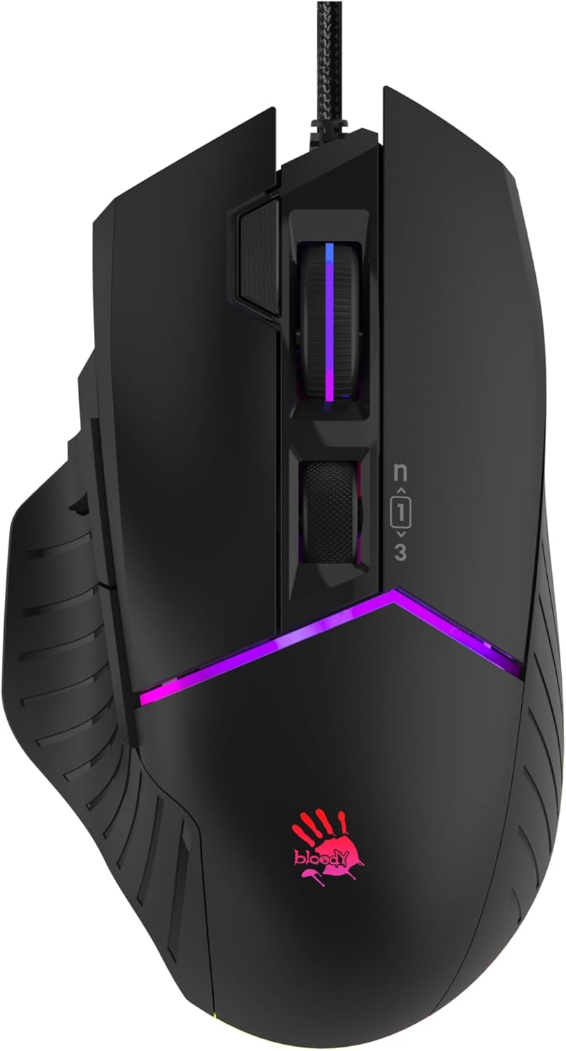 Bloody A70x Optical Gaming Mouse with Light Strike (LK) Switch & Scroll - Fully Programmable and Advance Macros (A70x-MatteBlack)
