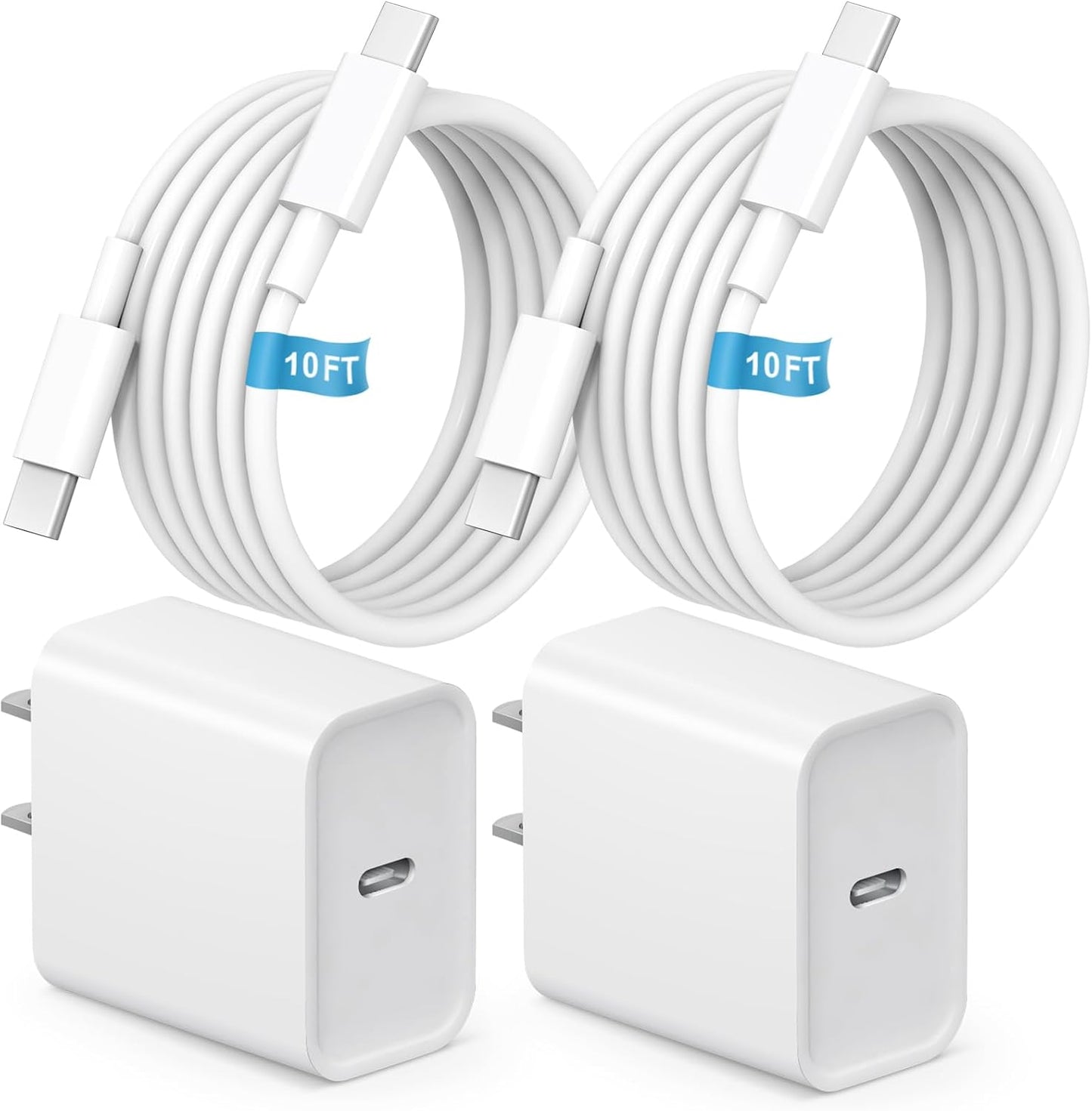iPhone 17 16 15 Charger Fast Charging Type C Chargers USB C Charger Block | 10FT Extra Long Cable with 2Pack [ETL Safety Certified] 20W Block for iPhone 17/17 Pro/17 Pro Max/16/16 Pro/16 Pro Max/15