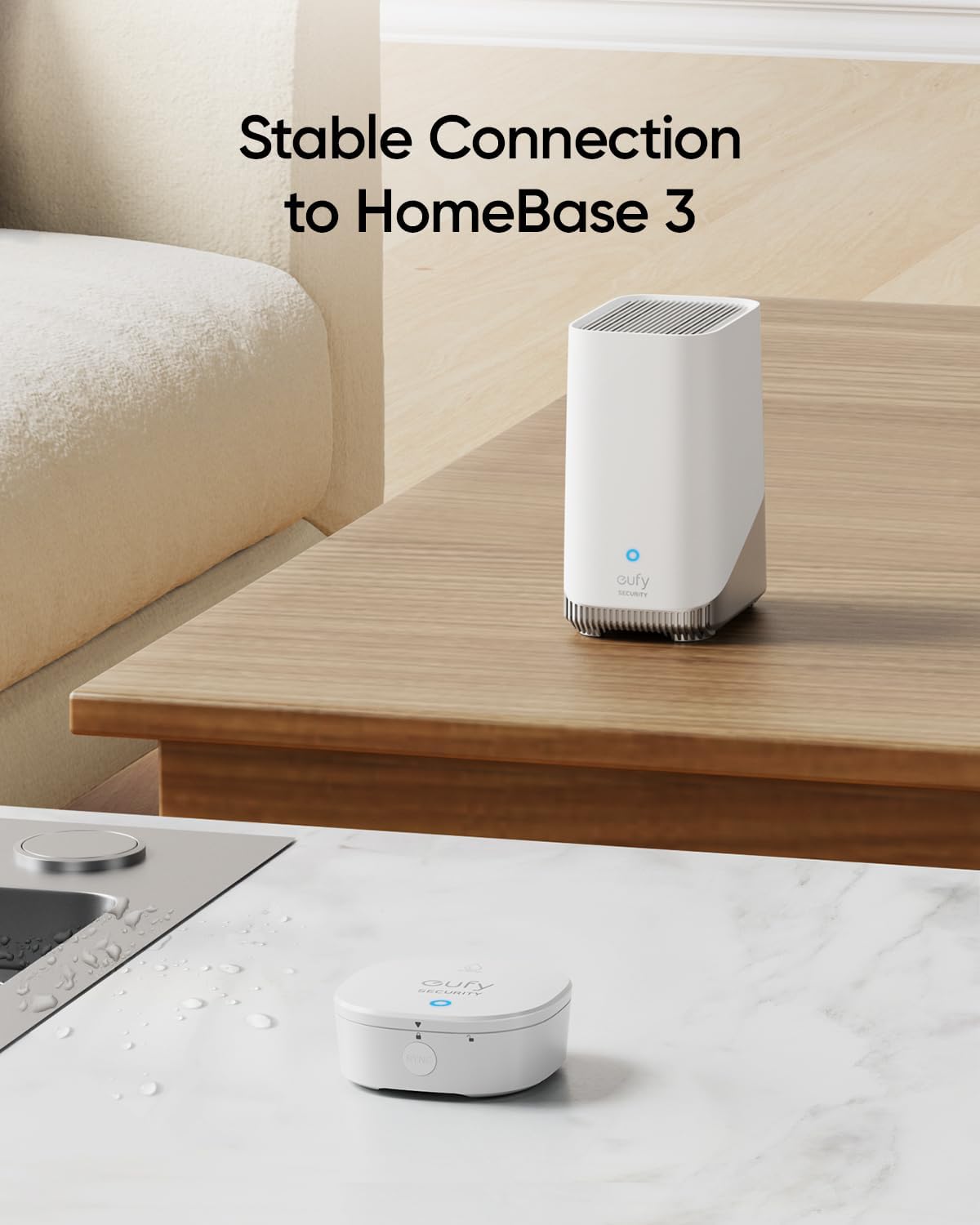 eufy Security Water and Freeze Sensor with Remote Alerts, IP65 Waterproof, 2-Year Battery Life, HomeBase Required, Compatible with HomeBase 2 and 3, Optional 24/7 Protection Service, App Control