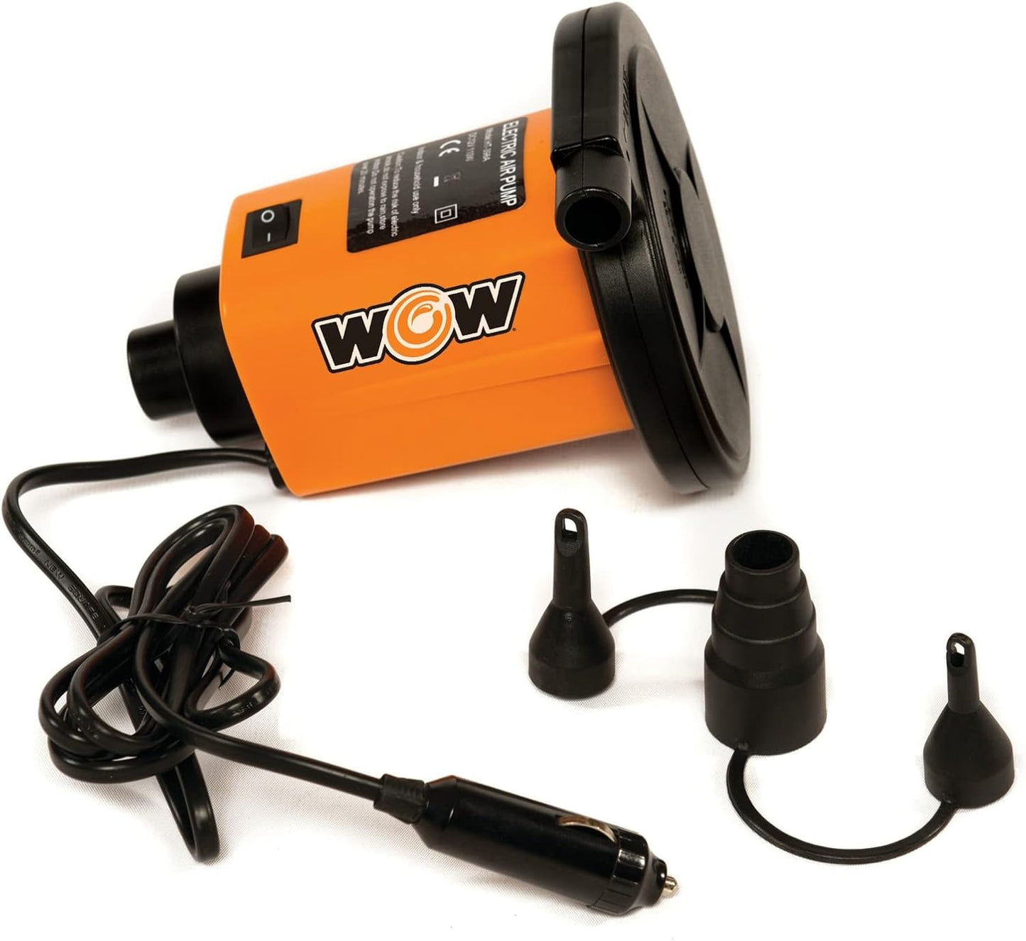 WOW Sports Electric Air Inflator, Air Pumps for Inflatables, Towables and Others, Comes with DC Power Adapter and Cord, 1.0 PSI | A 12V DC air pump for towables, pool floats, and air mattresses.