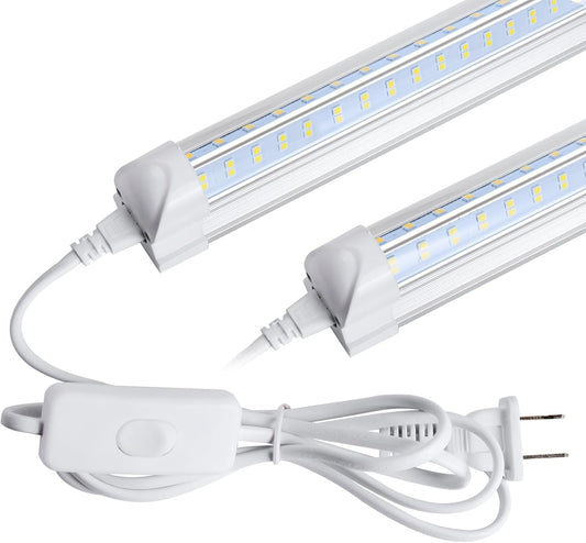 AQIQUUT Led Shop Light 2ft,Led Shop Light,25W 6500K 3200LM Clear Cover,T8 LED Light Fixture,Ceiling and Utility Shop Lights,Linkable Light Fixture for Room,Garage,Workbench,Warehouse(2-Pack)