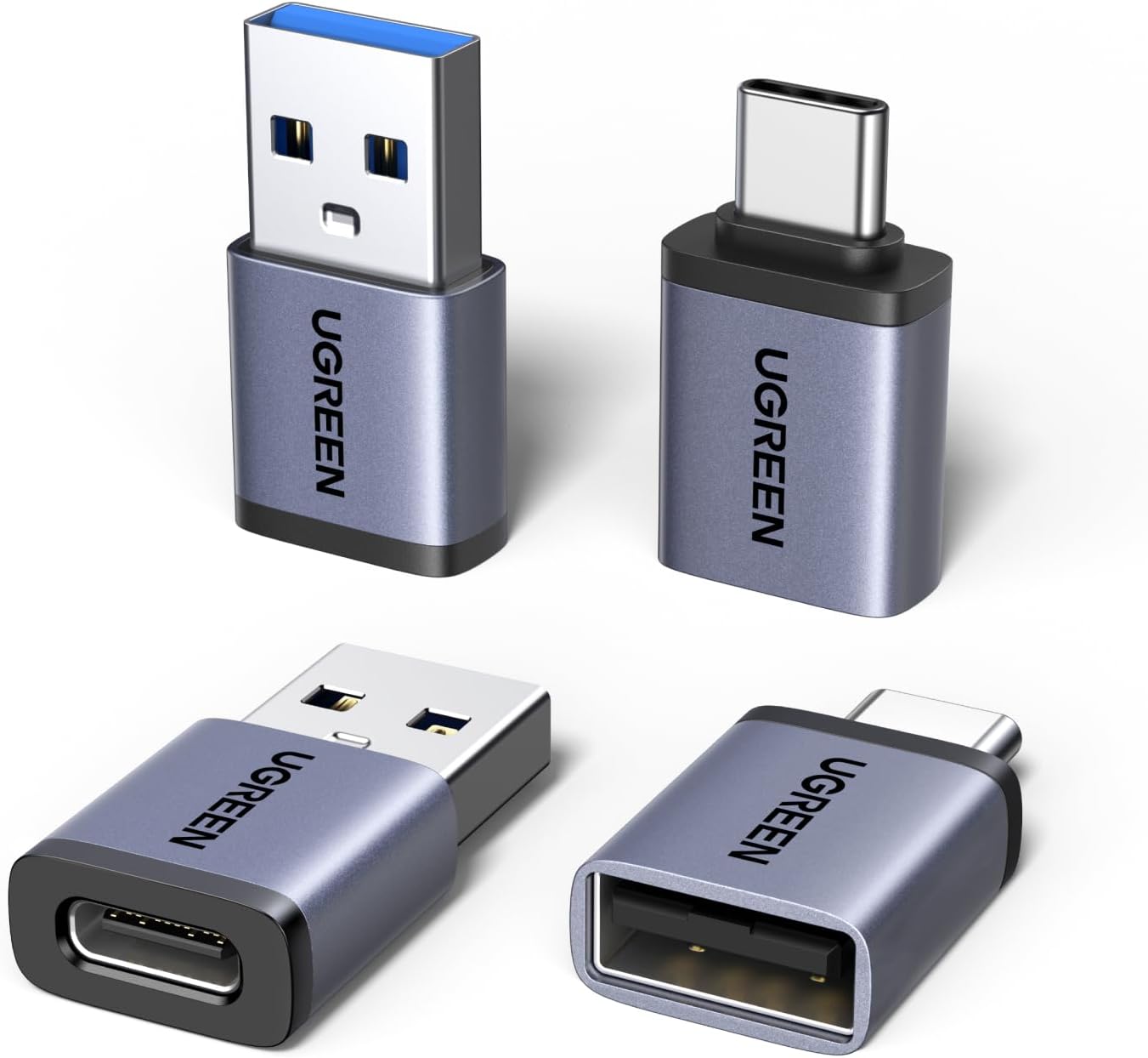 UGREEN USB to USB C Adapter Combo 4-Pack, 10Gbps Type C Converter | Data transfer & Fast charging for MacBook, iPhone 17/16/15, iPad, Samsung Galaxy, Apple Watch