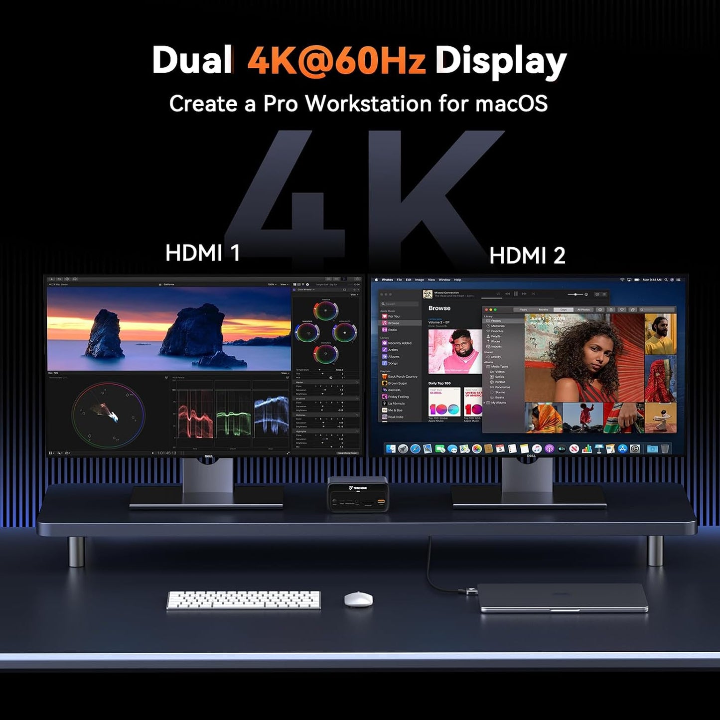 TobenONE MacBook Docking Station Dual 4K@60Hz,7USB,2.5Gbps Ethernet | 2 HDMI, 100W Power Supply,20W Charging for Phone,Plug&Play, for Professionals, Software Developers, MacBook Pro/Air Owners