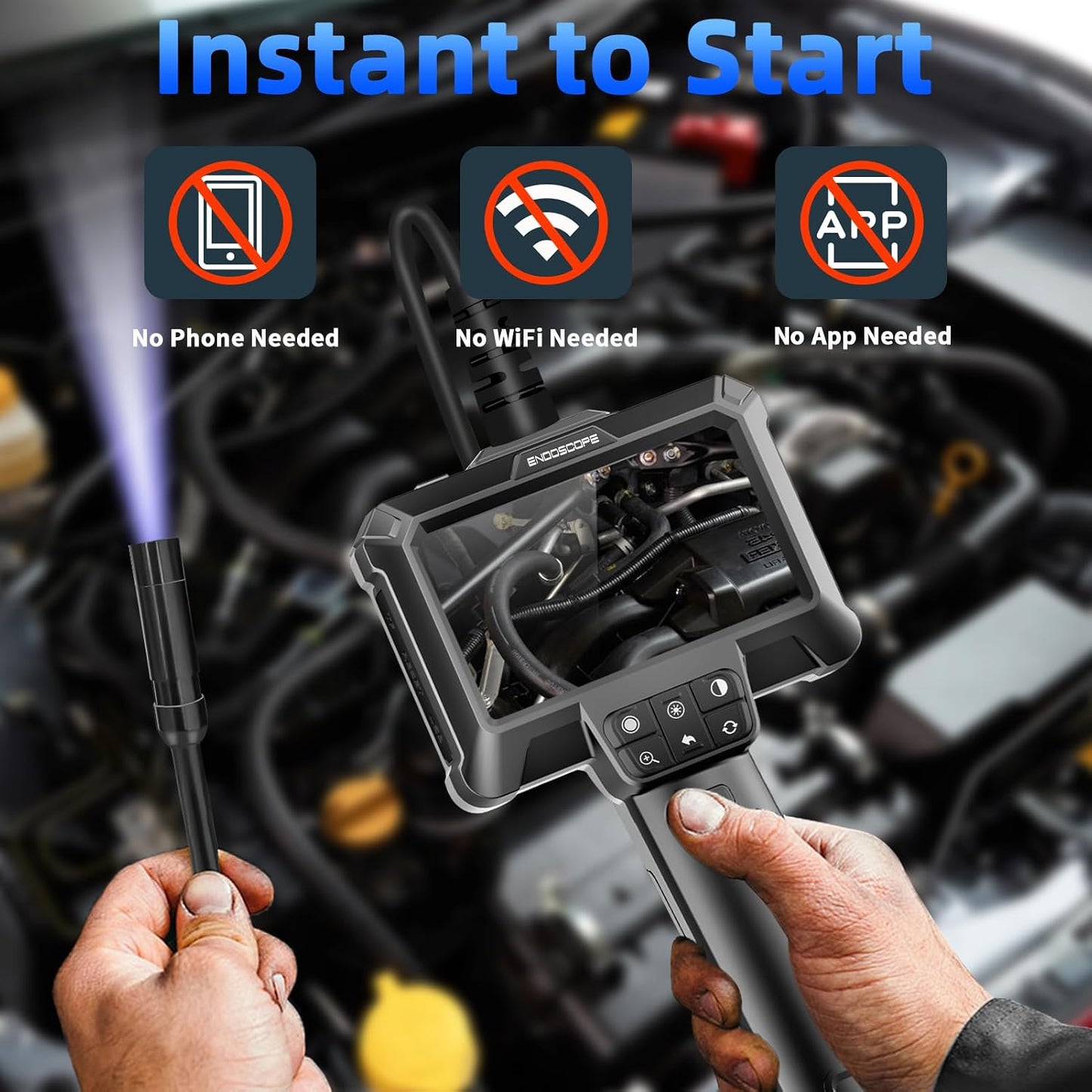 WINWEND Endoscope Camera with Light for Drain,Pipe,Plumbing Mechanic Tools | 8 Adjustable LED, 4.3" LCD Screen,HD 1080P Borescope with 16.5ft Semi-Rigid Cord For Automotive Wall Inspection,Gifts for Men