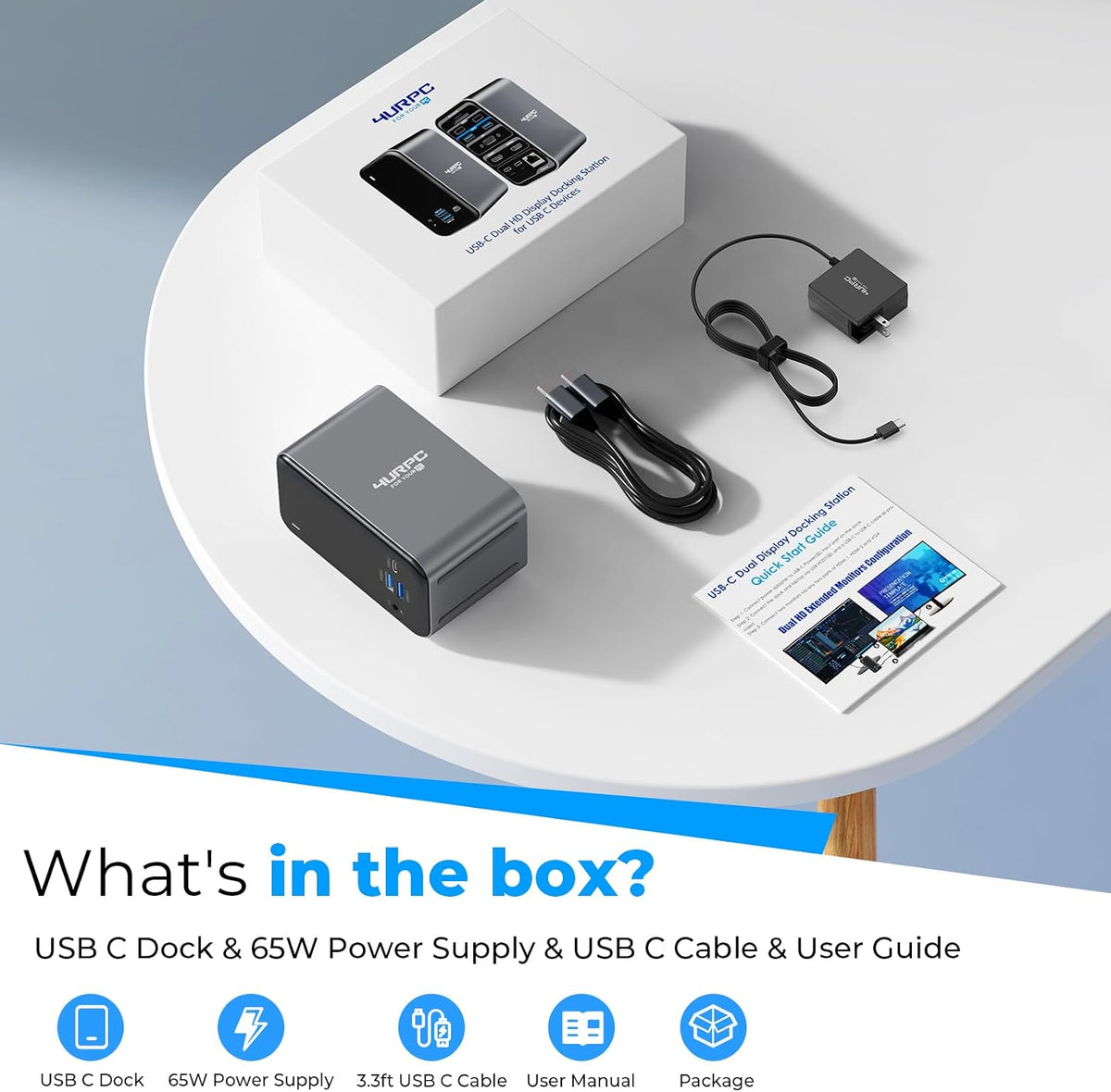 4URPC USB C Docking Station Dual Monitor 7 USB A/C, Plug and Play