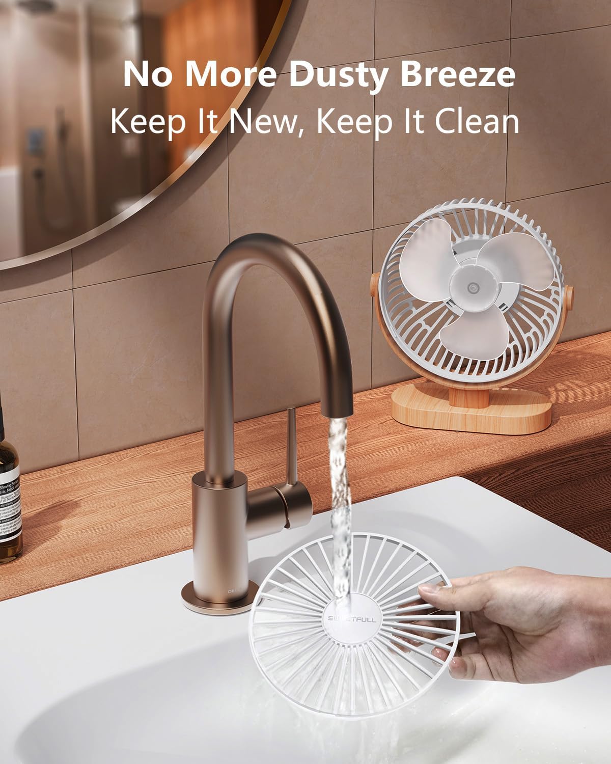 SWEETFULL Small USB Desk Fan, Desktop Table Fan, Quiet Office Mini - White | 6.5" Personal Fan; 3 Speeds; 360° Adjustable; 25dB; 10oz; USB Powered; Stable Base; Easy Cleaning-Home & Cooling; Retro Decor