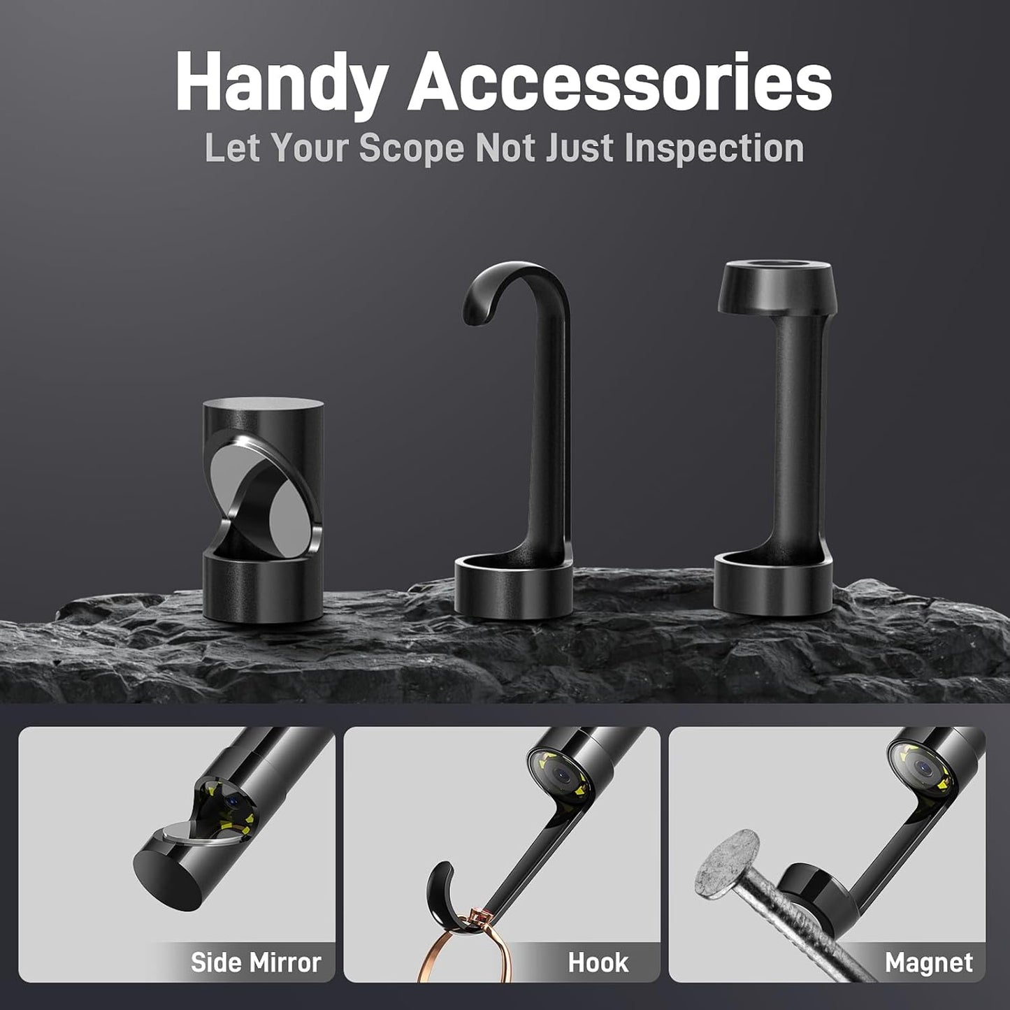 Teslong Borescope Camera with Light for Automotive Mechanic Plumbing Wall | 0.32 inch Endoscope, 16.5FT Cable, 4.3-inch Screen, 8 LED Lights, IP67 Waterproof, 1500mAh Battery, 1.5x Zoom