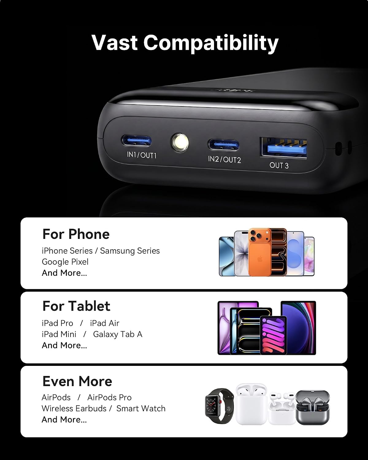 INIU Portable Charger, Smallest 20000mAh 22.5W Fast Charging Power Bank | USB-C Cable, Flight-Safe, Travel Essentials, Flashlight, Battery Pack for iPhone 17 Samsung Xiaomi Google, Mini Size