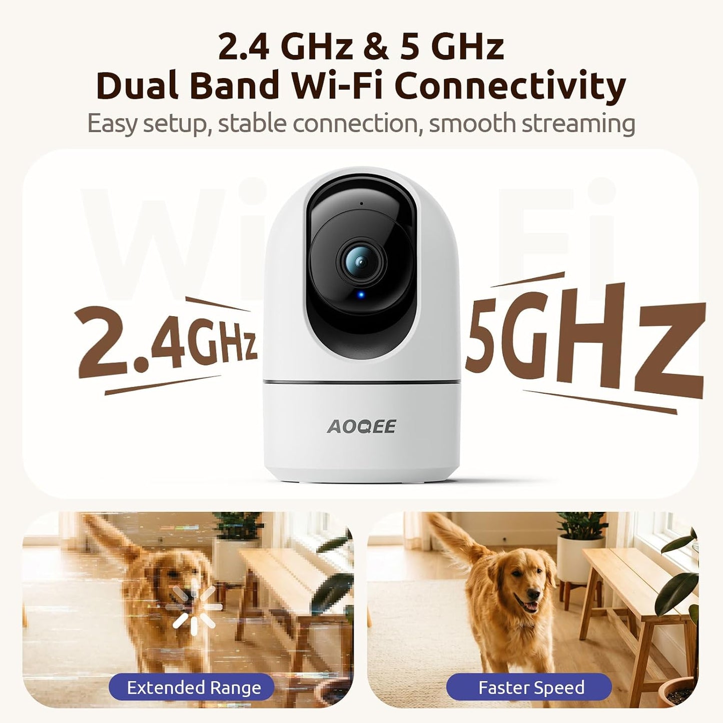 AOQEE 5G Indoor Camera-2K Pet Camera with Phone App, Dual-Band Wi-Fi Cameras for Home Security, 360° PTZ Auto-Tracking to Monitor Dog/Cat/Puppy, Motion Alert, 24/7 TF Card Storage, Plug-in, G5 2pack