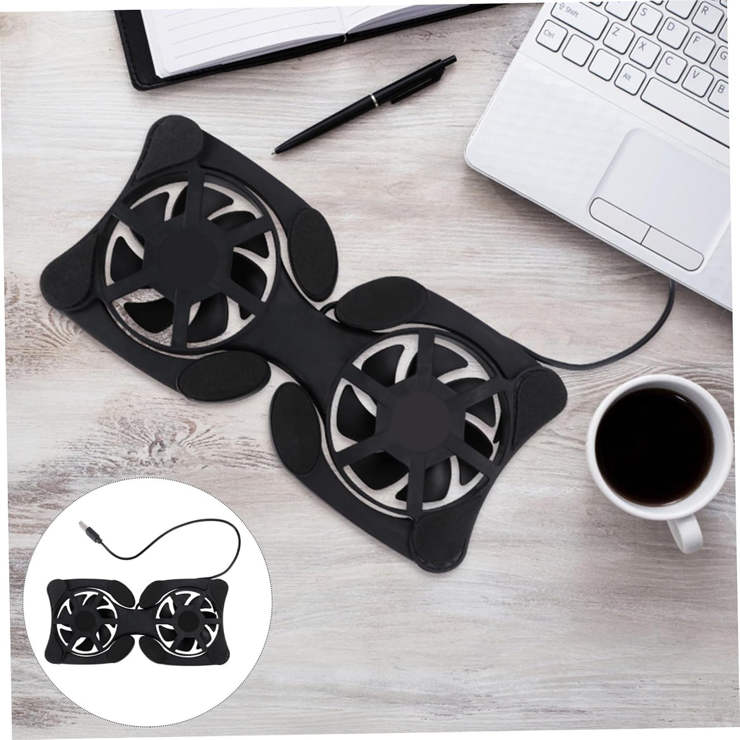 Mobestech Portable Foldable Laptop Cooling Pad, Dual USB Fan Notebook Cooler Stand, Lightweight Laptop Cooler Mat for Heat Dissipation and Travel Use