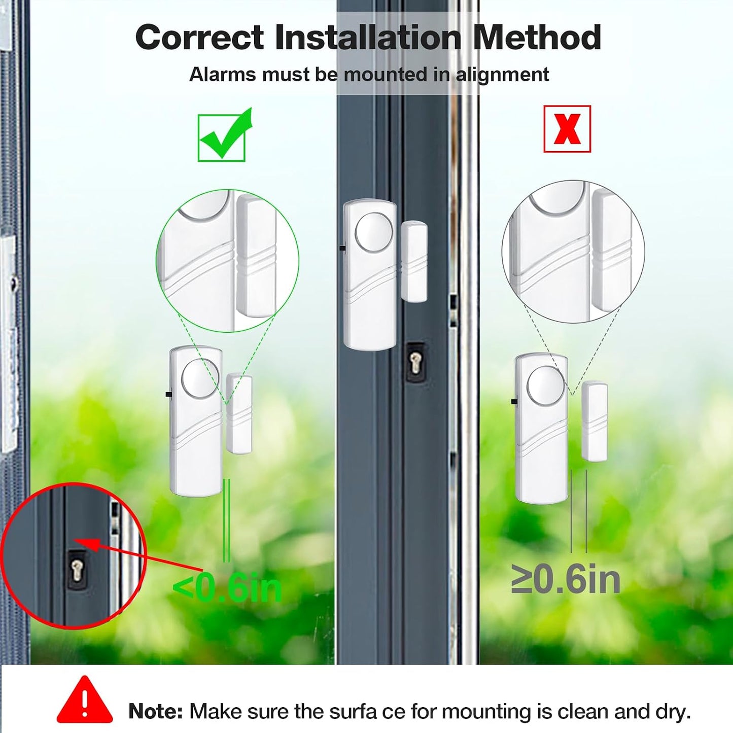 Security Door Window Alarm, 90DB Wireless Sensor Door Window Burglar Alarm | Door Alarms for Kids Safety, Easy Installation Doorbell Alarms for Office House Window Pool