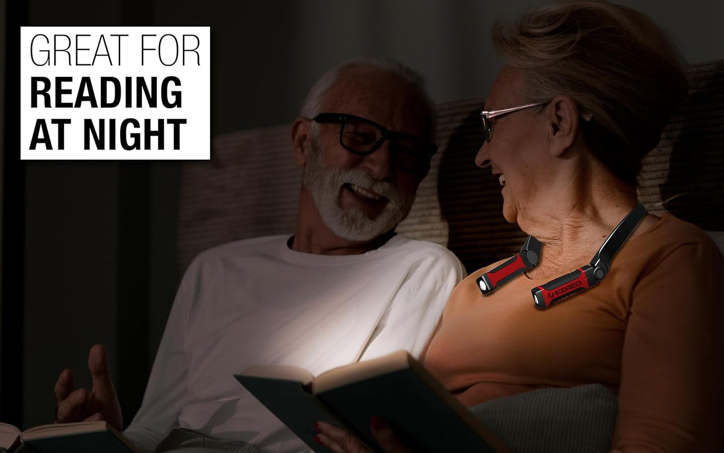EZRED Bright NK10 ANYWEAR Neck Light for Hands-Free Lighting, Red and Black, Perfect Light for Mechanics, Camping, Hunting, DIY Projects, Reading