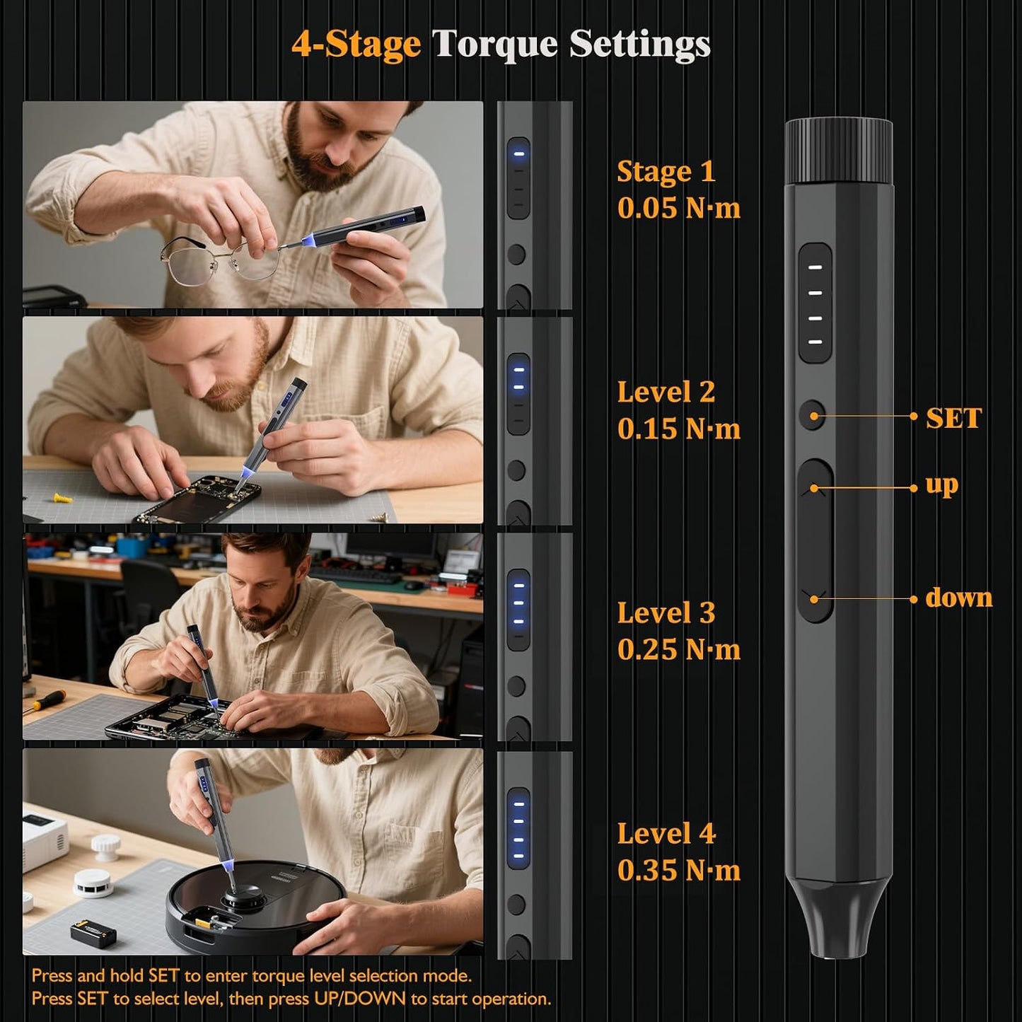LCORE 67 in 1 Cordless Electric Precision Screwdriver Set, 62 Industrial S2 Steel Bits, 4 Adjustable Torque (0.05-0.35 NM), Magnetic Case, LED Lights for Electronics Phone Laptop Camera