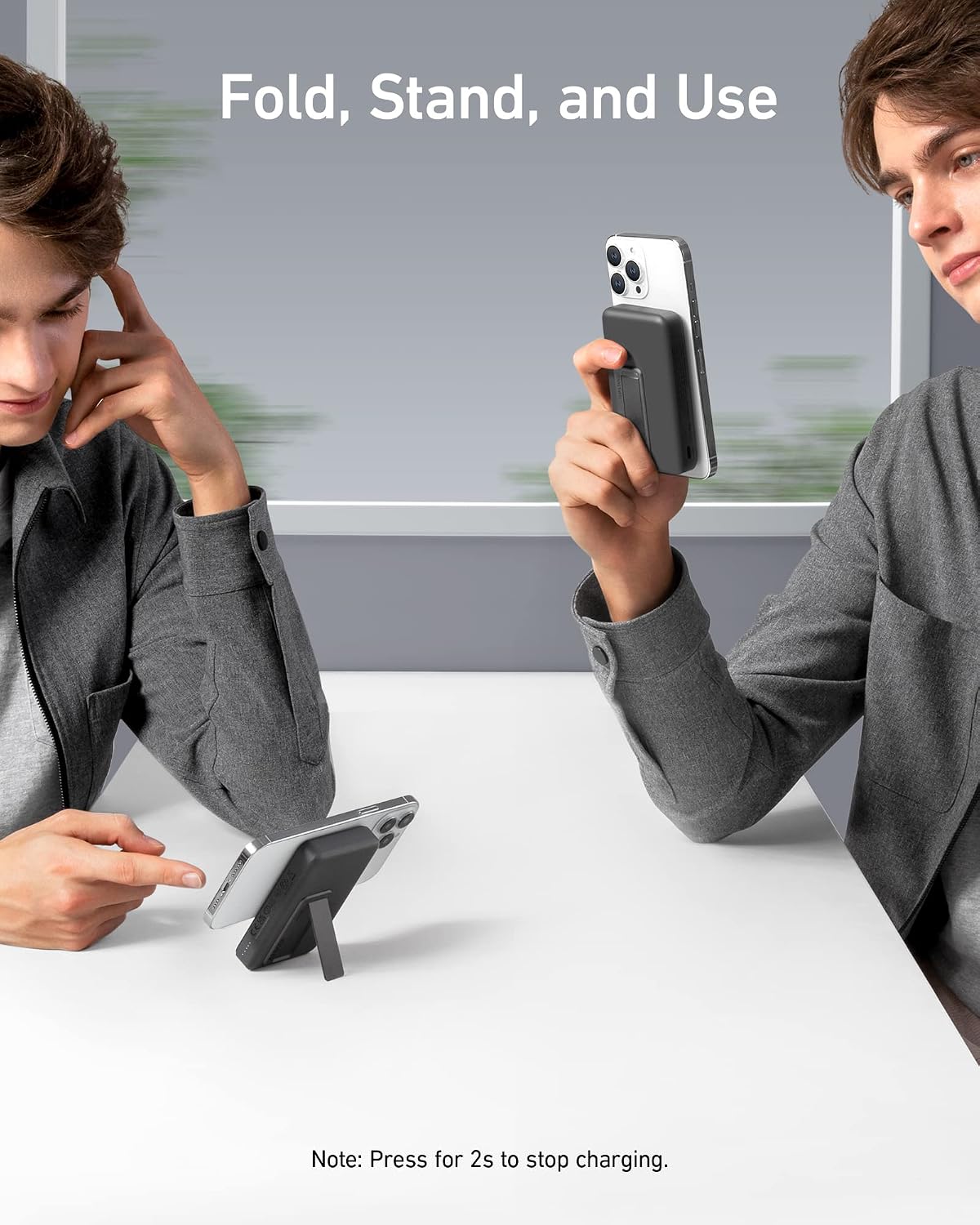 Anker 633 Magnetic Power Bank with Stand, 10,000mAh Portable Charger | Foldable Wireless Charger with 20W USB-C Power Delivery, MagSafe-Compatible for iPhone 16 / 15 / 14 / 13 / 12 Series