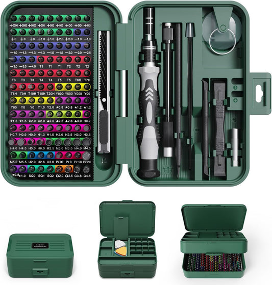Mini Precision Screwdriver Set with Color-coded Identification, 132 in 1 Micro Magnetic Repair Tool Kits with Storage Box, 108 Bits,Small Manual Screw Driver Toolkits for iPhone/Mac/iPad/Table