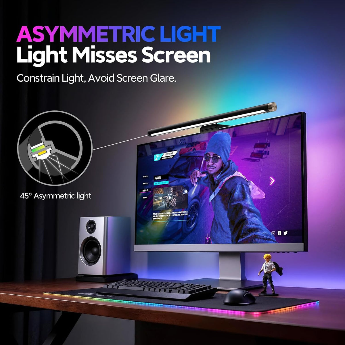 LYMAX RGB Monitor Light Bar with 4 Modes Backlight