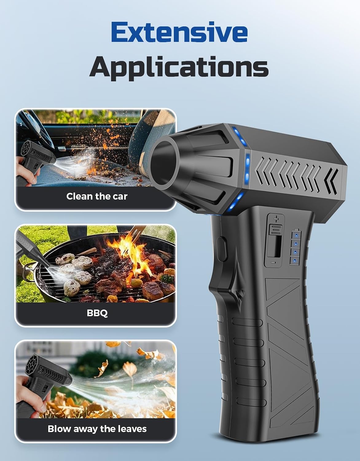 Compressed Air Duster - 300000RPM Super Power Electric Air Duster | Variable Speed Compressed Air, 8000mAh Battery Canned Air, Mini Cordless Air Blower for Home/Keybaord/PC/Computer/Car