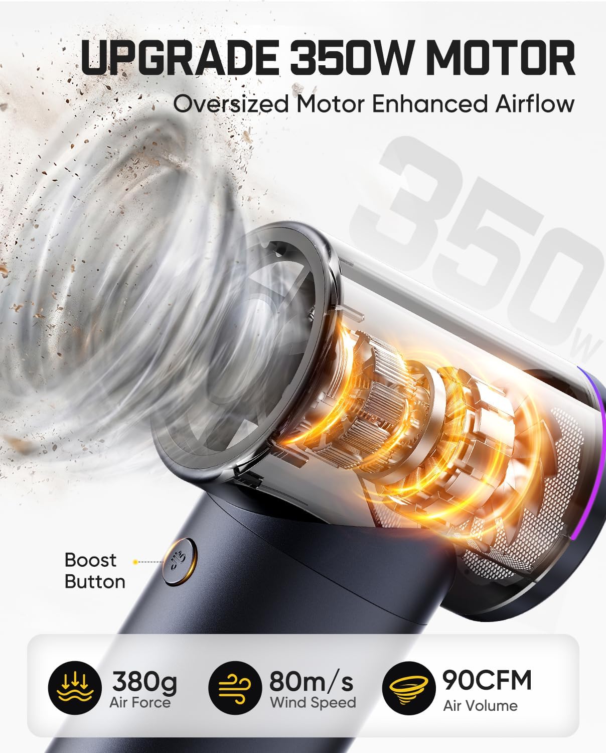 Fanttik B11 Apex Electric Air Duster | High-Performance Motor, 100-Speed Adjustable, One-Tap Booster, 42.12Wh Battery for PC, Workshop & Car Interior