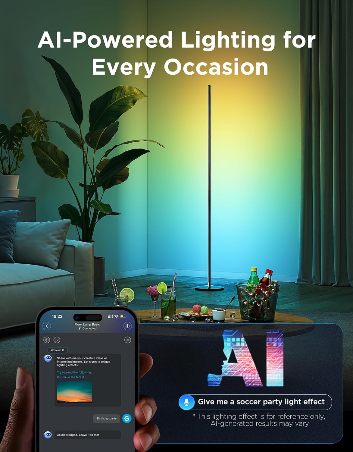 Govee RGBIC Floor Lamp Basic 2-Pack, Standing Lamp for Bedroom Living Room | Compatible with Matter and Alexa, 1000lm LED Modern Smart Corner Lamp with APP Control, Color Changing and Music Sync, Black