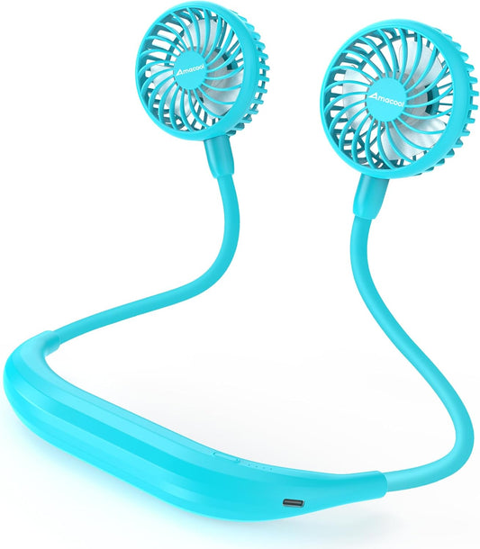 AMACOOL Portable Neck Fan, Lightweight Wearable with Hands-Free Comfort | 360° Adjustable Personal Fan with Ultra Quiet & Strong Wind, Gifts for Men Women Hot Flashes Cruise Travel Outdoor Sports