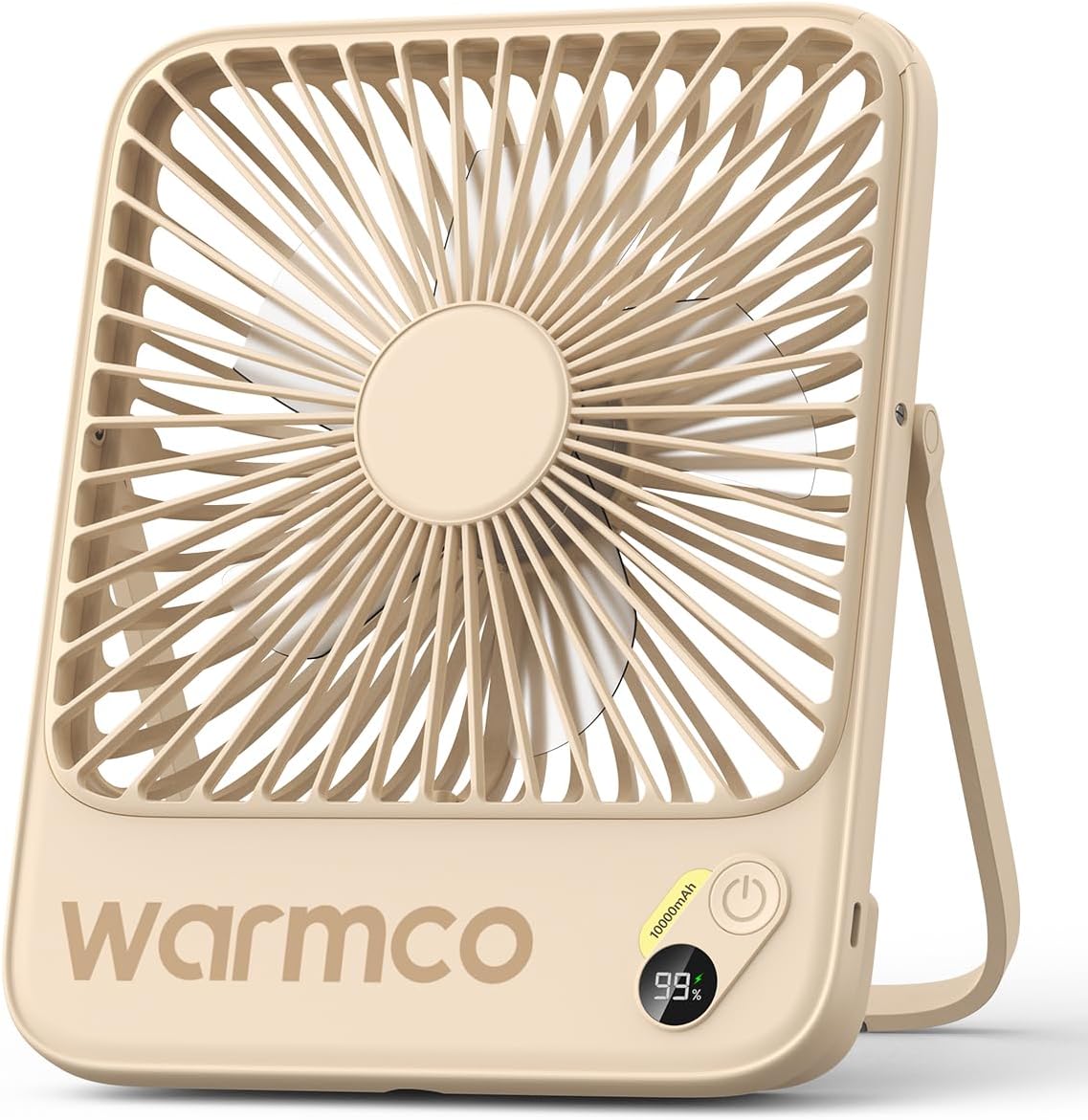 Warmco D3 Portable Travel Fan 10000mAh, Ultra-Slim, 24H Runtime | Quiet 7-Inch Rechargeable Desk Fan, Digital Display For Sleeping, Office, Bedroom & Cruise