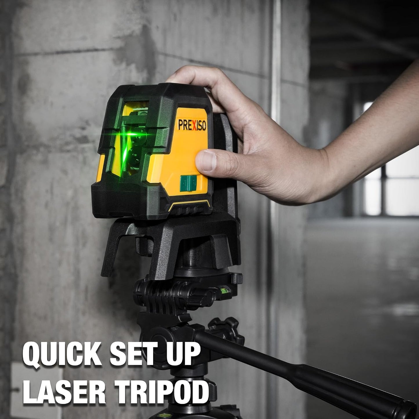 PREXISO Laser Level with Tripod, 100Ft Rechargeable Dual Modules Line Laser | Self Leveling Wide Angle Cross Leveler Tool for Construction, Floor Tile Renovation with Magnetic Base, Target Plate, Bag