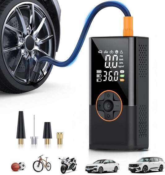 Tire Inflator Portable Air Compressor, 150 PSI Air Compressor with Digital Pressure Gauge, 3X Faster Portable Air Pump for Car, Motorcycle, Bicycle, Ball and More(Black)