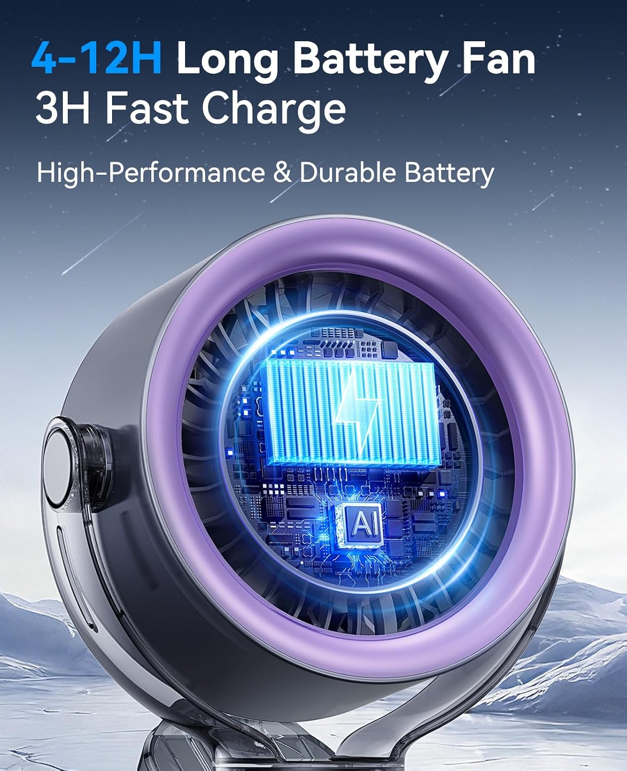 KIMMOO 4000mAh Rechargeable Portable Clip on Fan-100-Speed Touch Control, LED Display, 360° Rotate Quiet Turbo Desk Fan, Small Battery Operated USB Fan for Stroller Bed Travel Camping Golf Gym (Grey)