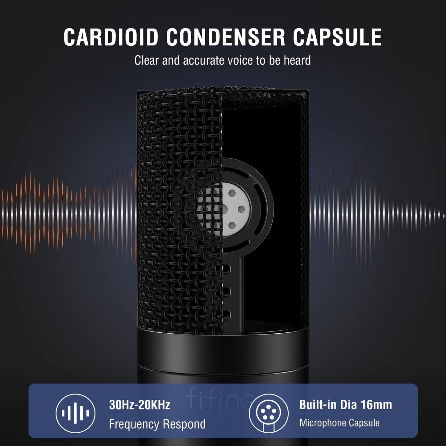 FIFINE K669C XLR Condenser Microphone for Recording, Podcast | Cardioid Studio Mic for Voice-Over, Streaming, Vocals, Compatible with Audio Mixer/Audio Interface