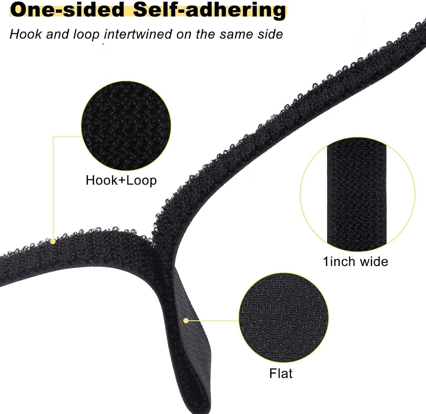 YMCRLUX 1"x32ft Hook and Loop Straps with 50 Metal Buckles, Adjustable Fastening Cable Straps, Cut-to-Length Cinch Strap, Reusable Nylon Securing Cord Ties for Organizer or Storage, 1 inch Wide, Black