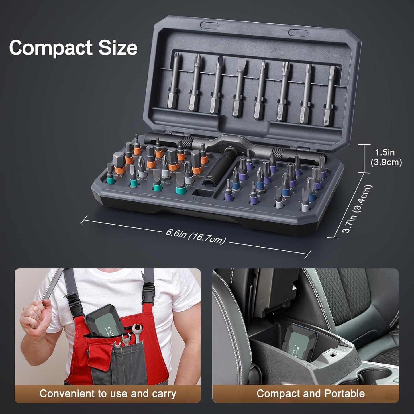 42 in 1 Magnetic Screwdriver Set, Ratchet Screwdriver Set with S2 Steel Bits, Detachable Handle, Multi Bit Repair Tool Kit for Home, Furniture, Electronics, Computer, Bicycle Repair, DIY