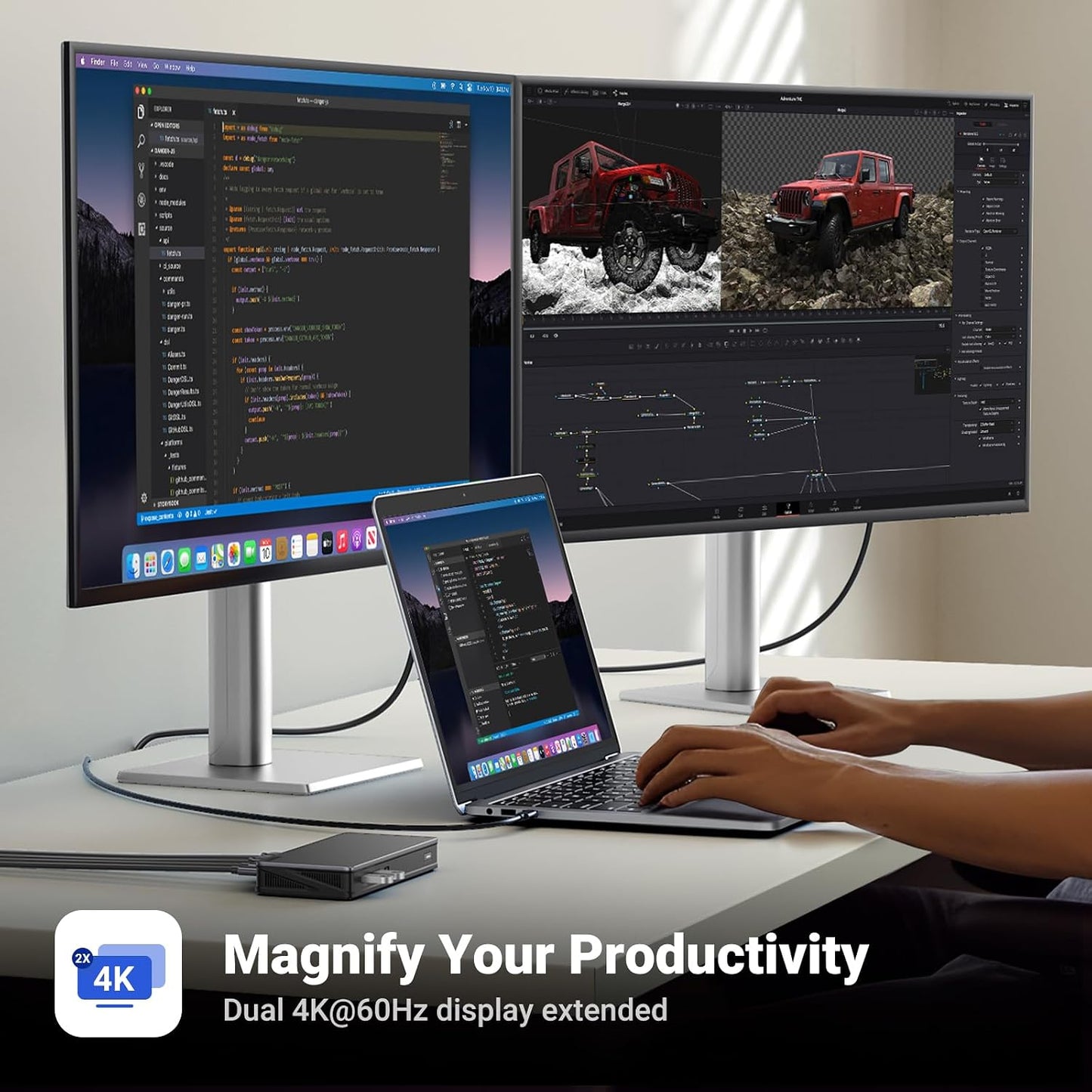 UGREEN USB C DisplayLink Docking Station, Dual 4K@60Hz, Driver Required | 9-in-1 Dual Monitor Dock for MacBook and Windows with 2xHDMI, 2xDP, 10Gbps USB-C and USB-A, 100W PD, Gigabit Ethernet
