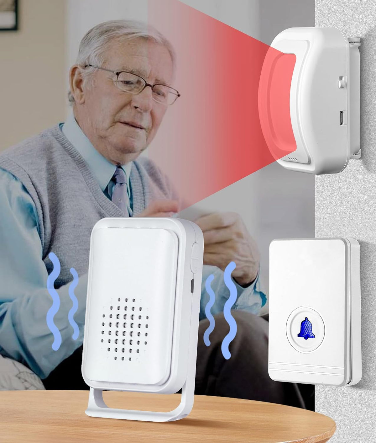 Newly Upgraded 2026 Bed Alarm for Elderly Dementia Patients - Wireless Fall Detection & Motion Sensor Alert System for Seniors, Dementia & Alzheimer Patients (2 Sensor + 1 Receiver)