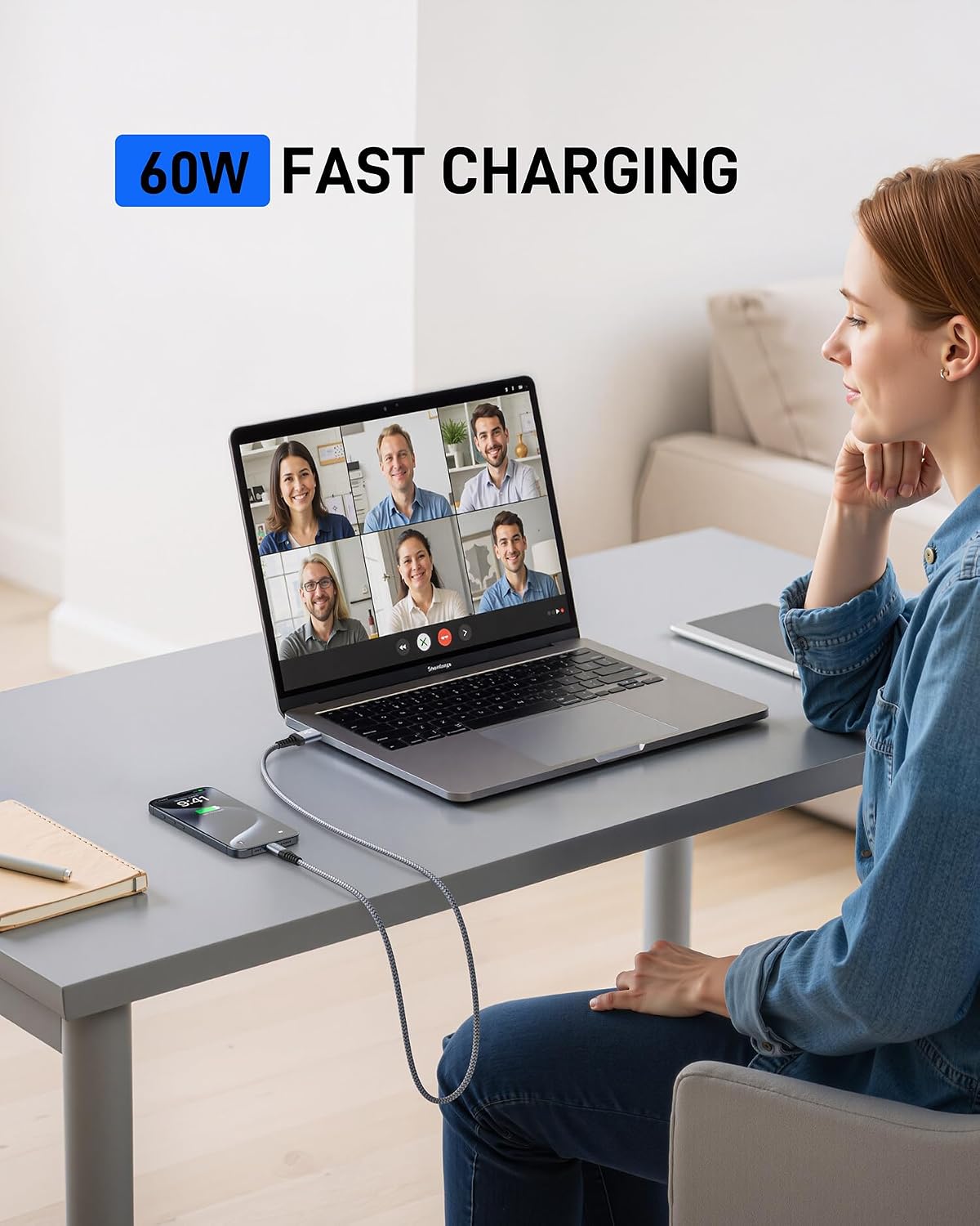 USB to USB C Cable 60W Fast Charging [2 Pack 6FT], USB A to USB C Cable for | CarPlay, Durable Braided USB Type C iPhone Charger USBC Cord for iPhone 17/16/15/Pro Max/Plus, Samsung Galaxy S23 and More