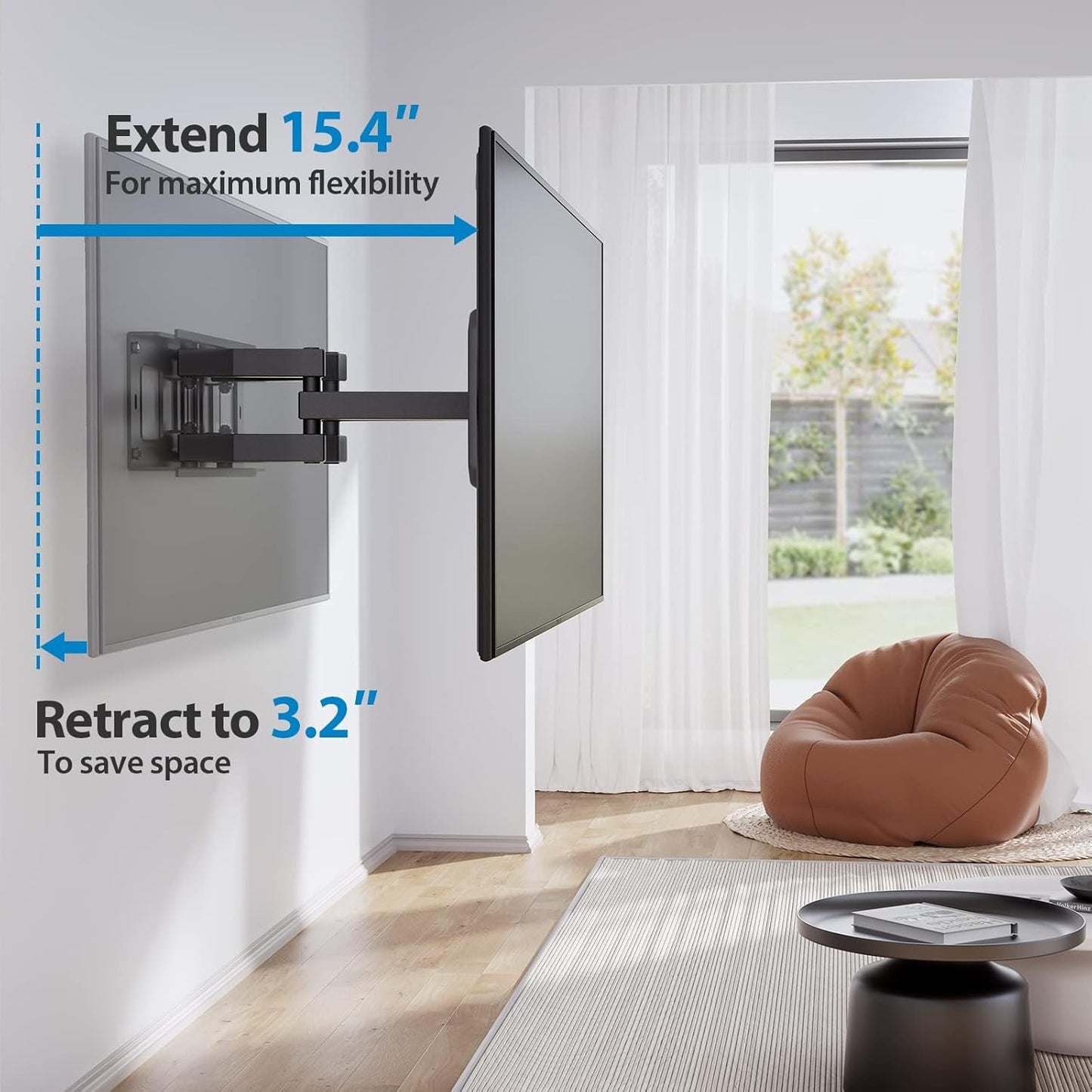 Pipishell Full-Motion TV Wall Mount for Most 37–84 Inch TVs up to 100 lbs, Wall Mount TV Bracket with Dual Articulating Arms, Extension, Swivel, Tilt, Fits 16" Wood Studs, 600 x 400mm Max VESA, PILF8